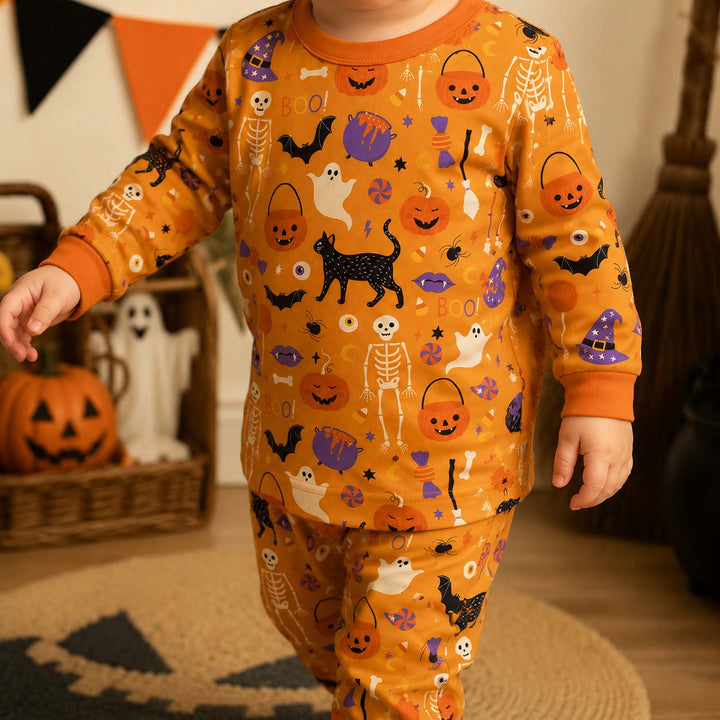 Classic Halloween Icons Bamboo Two Piece Long Sleeve Pajama Set