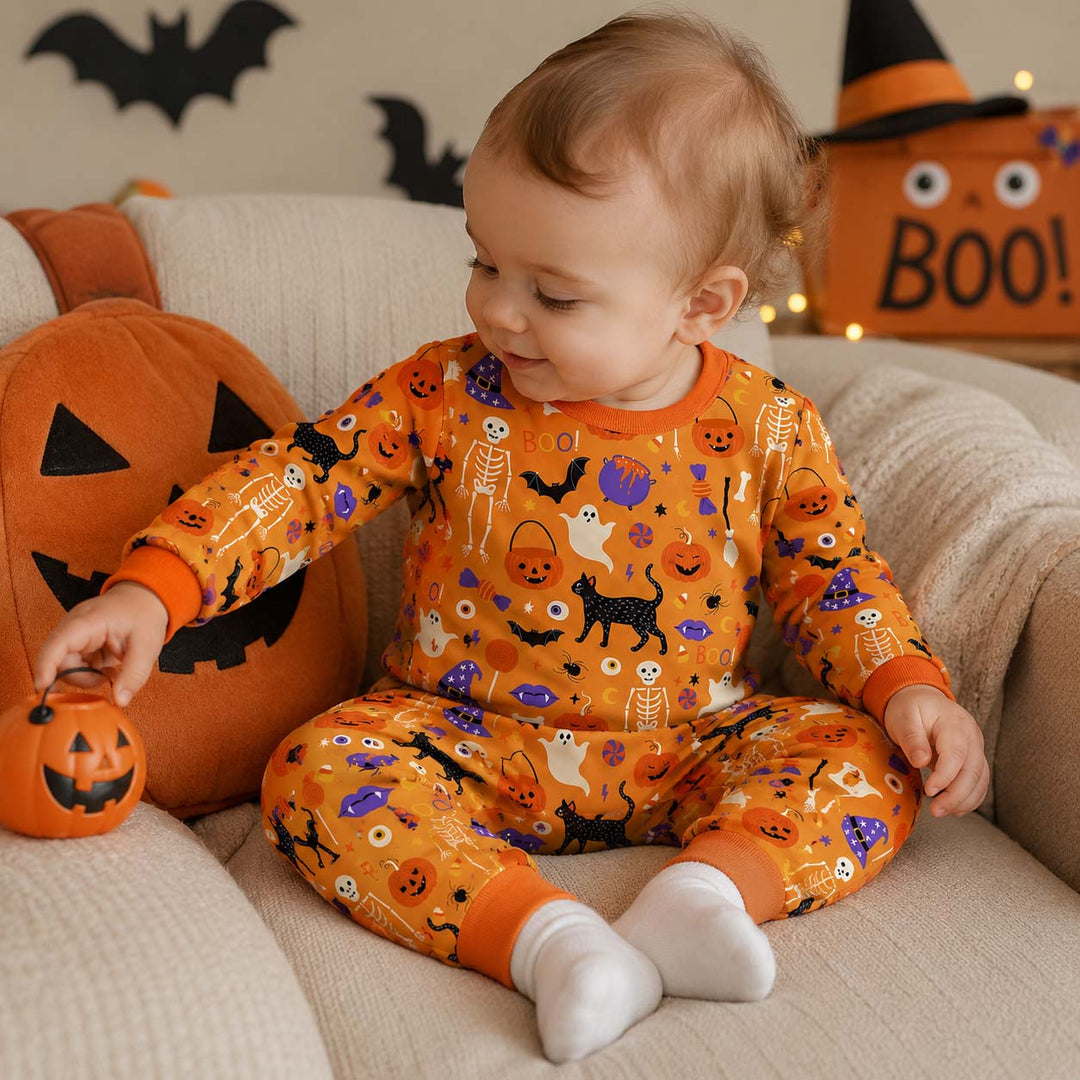 Classic Halloween Icons Bamboo Two Piece Long Sleeve Pajama Set