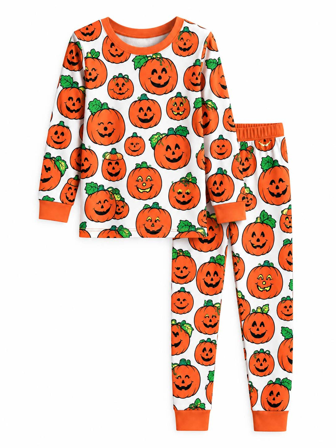 Classic Happy Jack O Lanterns Bamboo Two Piece Long Sleeve Pajama Set