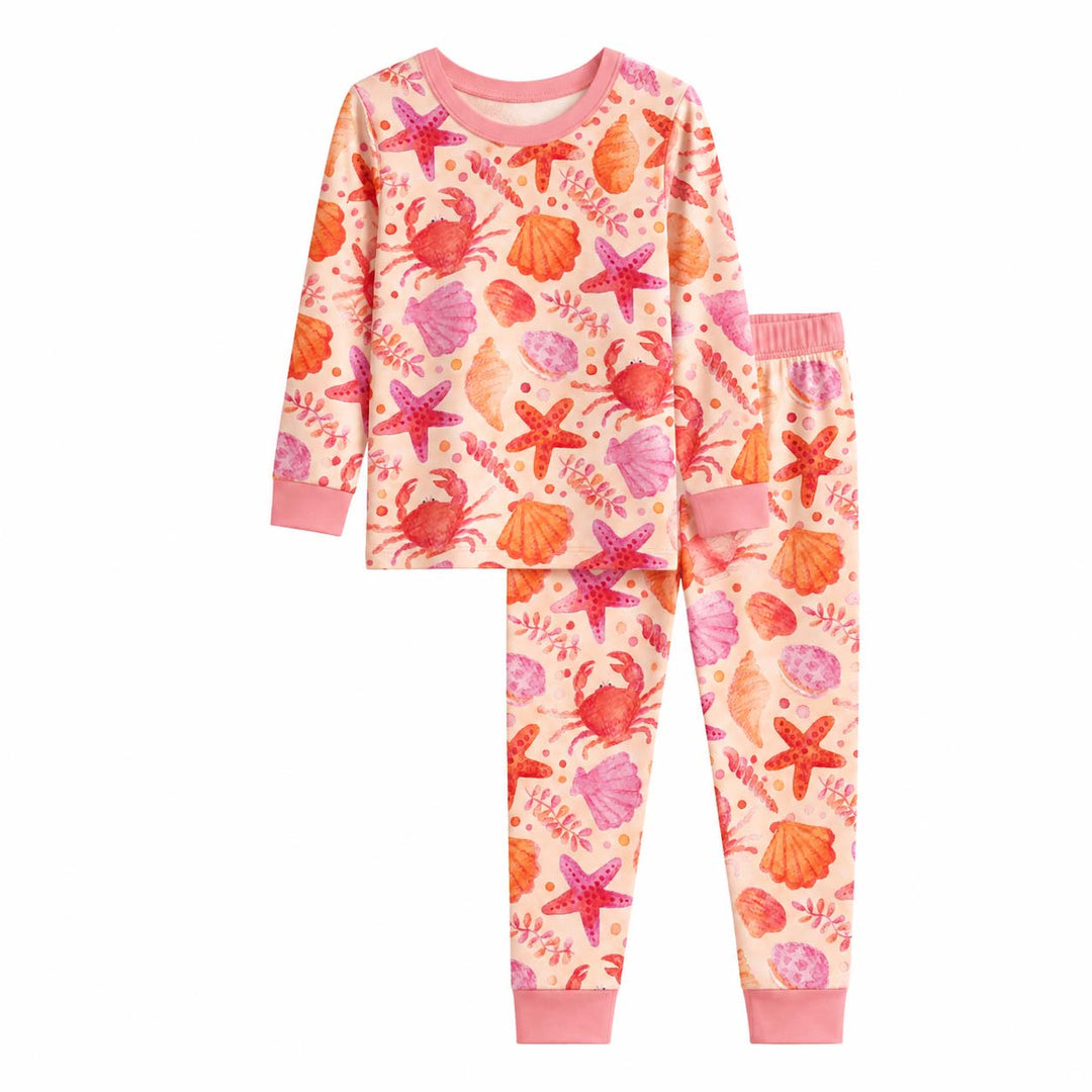 Coastal Starfish Pattern Bamboo Two Piece Long Sleeve Pajama Set