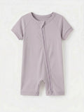 Light Gray Bamboo Shorty Zippered Romper