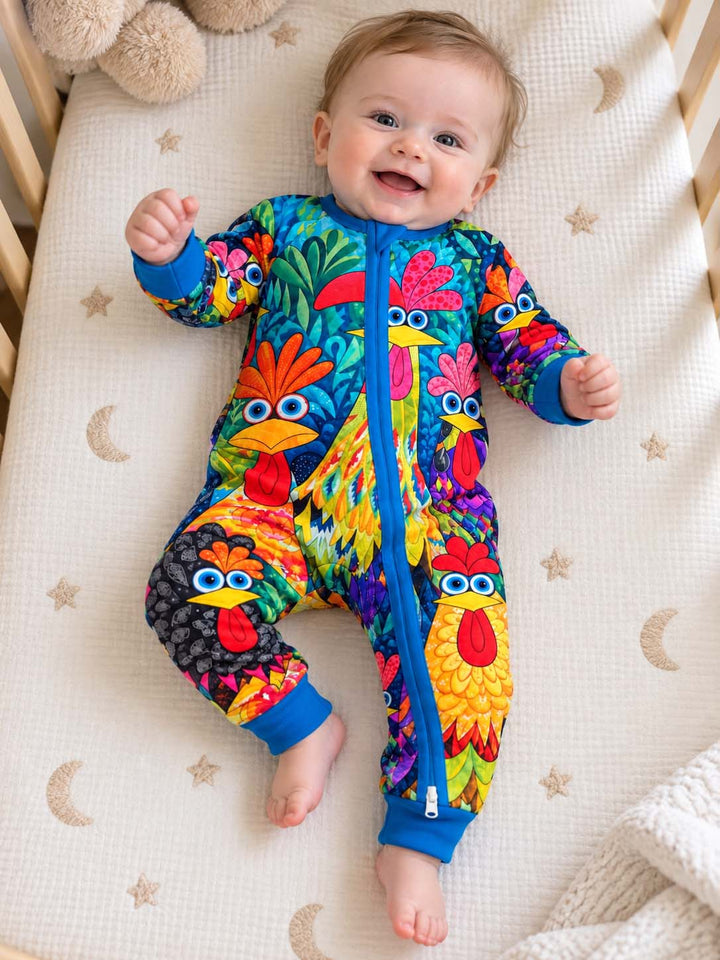 Colorful Chicken Garden Blue Bamboo Convertible Zippy