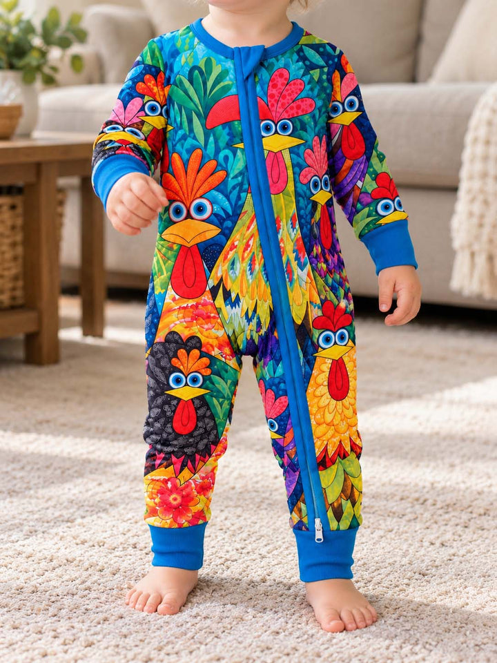 Colorful Chicken Garden Blue Bamboo Convertible Zippy