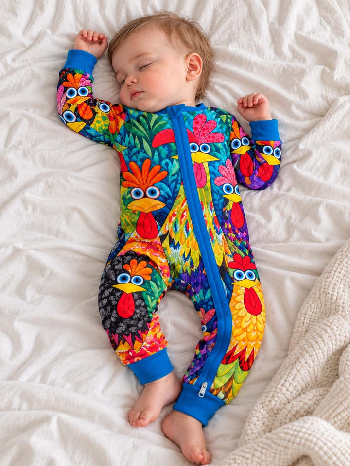Colorful Chicken Garden Blue Bamboo Convertible Zippy