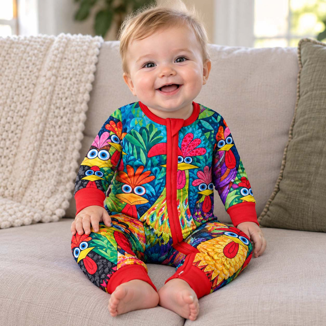 Colorful Chicken Garden Bamboo Convertible Zippy