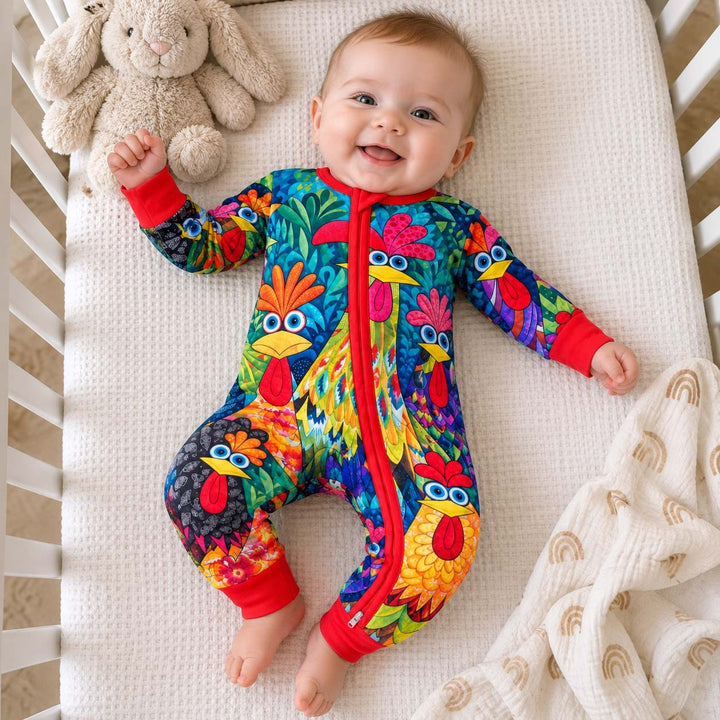 Colorful Chicken Garden Bamboo Convertible Zippy