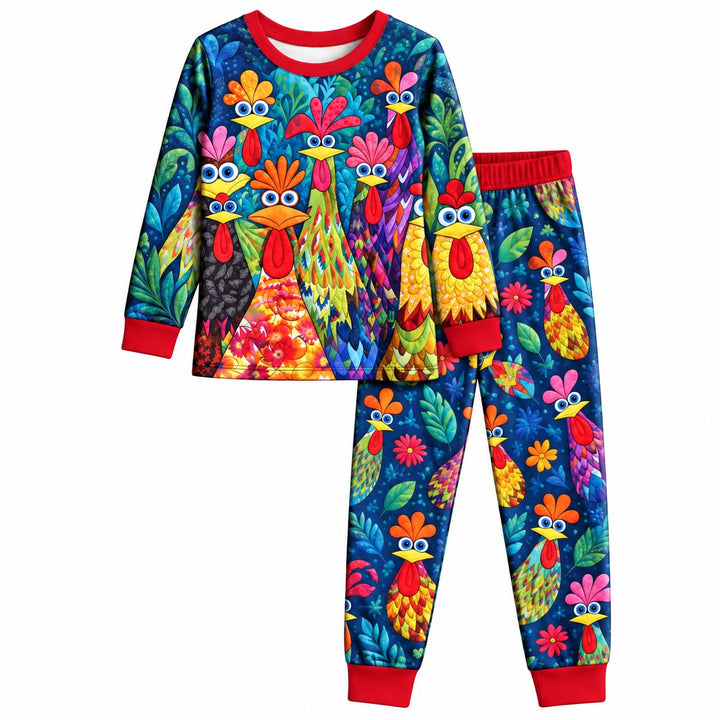 Colorful Chicken Garden Bamboo Men's Pajama Set