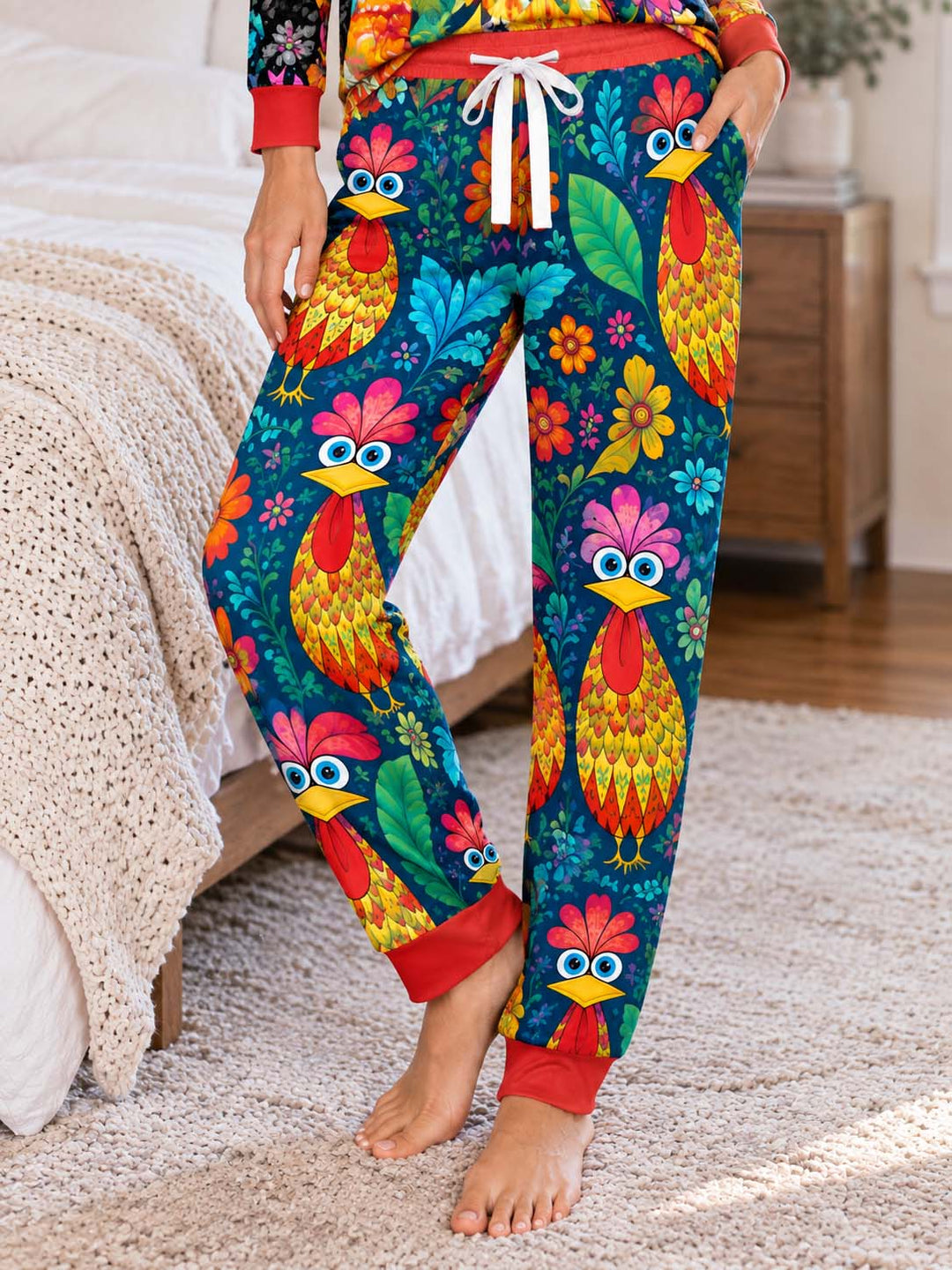 Colorful Chicken Garden Bamboo Women Pajama Set