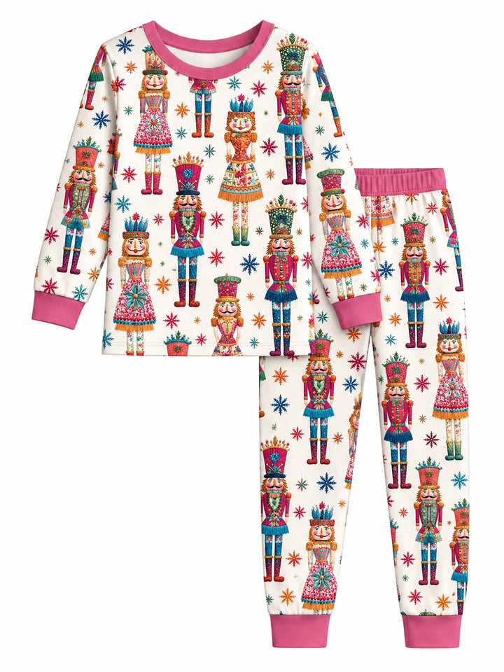 Colorful Christmas Nutcrackers Bamboo Two Piece Long Sleeve Pajama Set