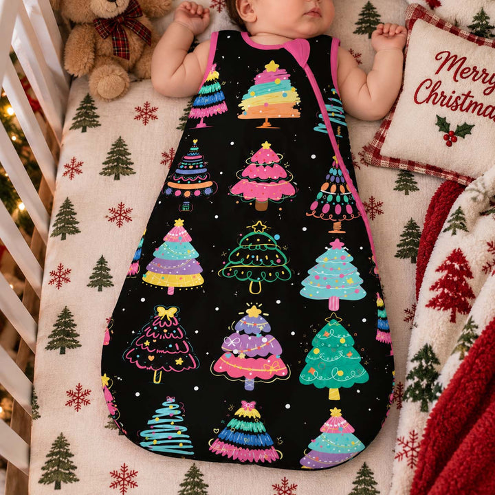 Colorful Christmas Trees Bamboo Sleep Bag
