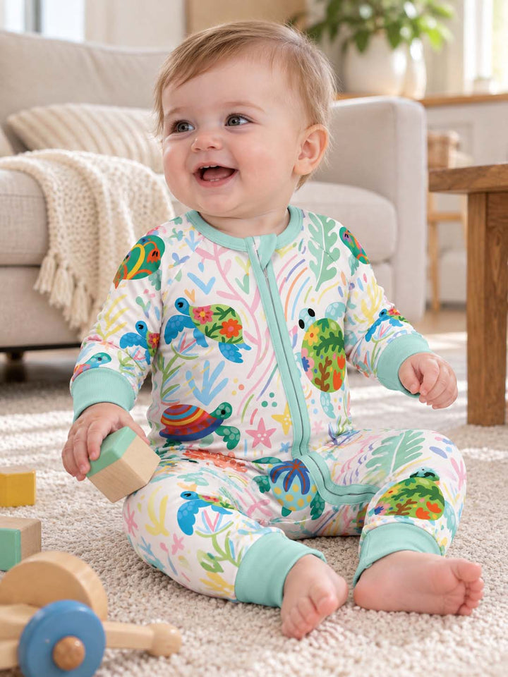 Colorful Coral Turtle Bamboo Convertible Zippy