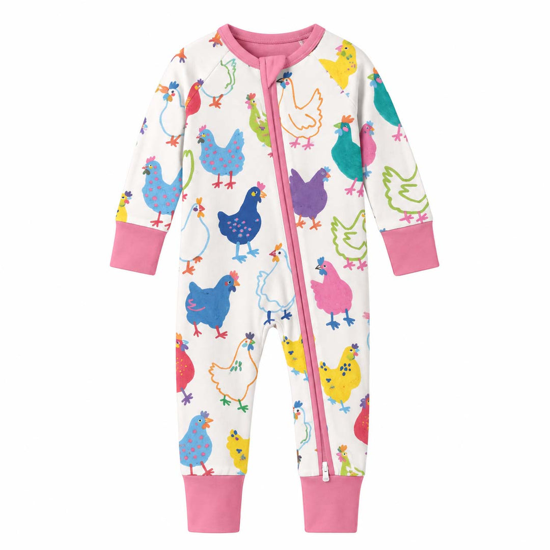 Colorful Farm Hens Bamboo Convertible Zippy