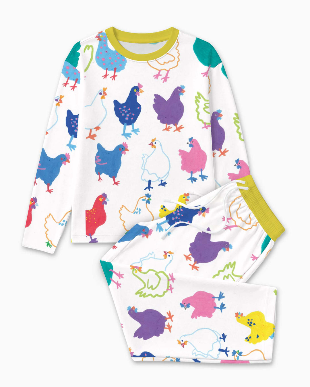 Colorful Farm Hens Bamboo Men's Pajama Set