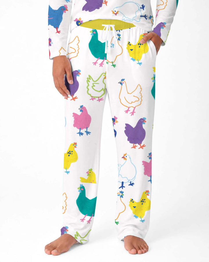 Colorful Farm Hens Bamboo Men's Pajama Set