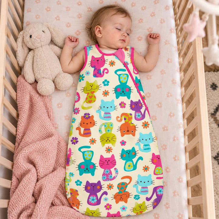 Colorful Floral Cats Bamboo Sleep Bag