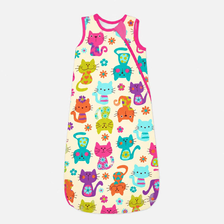 Colorful Floral Cats Bamboo Sleep Bag