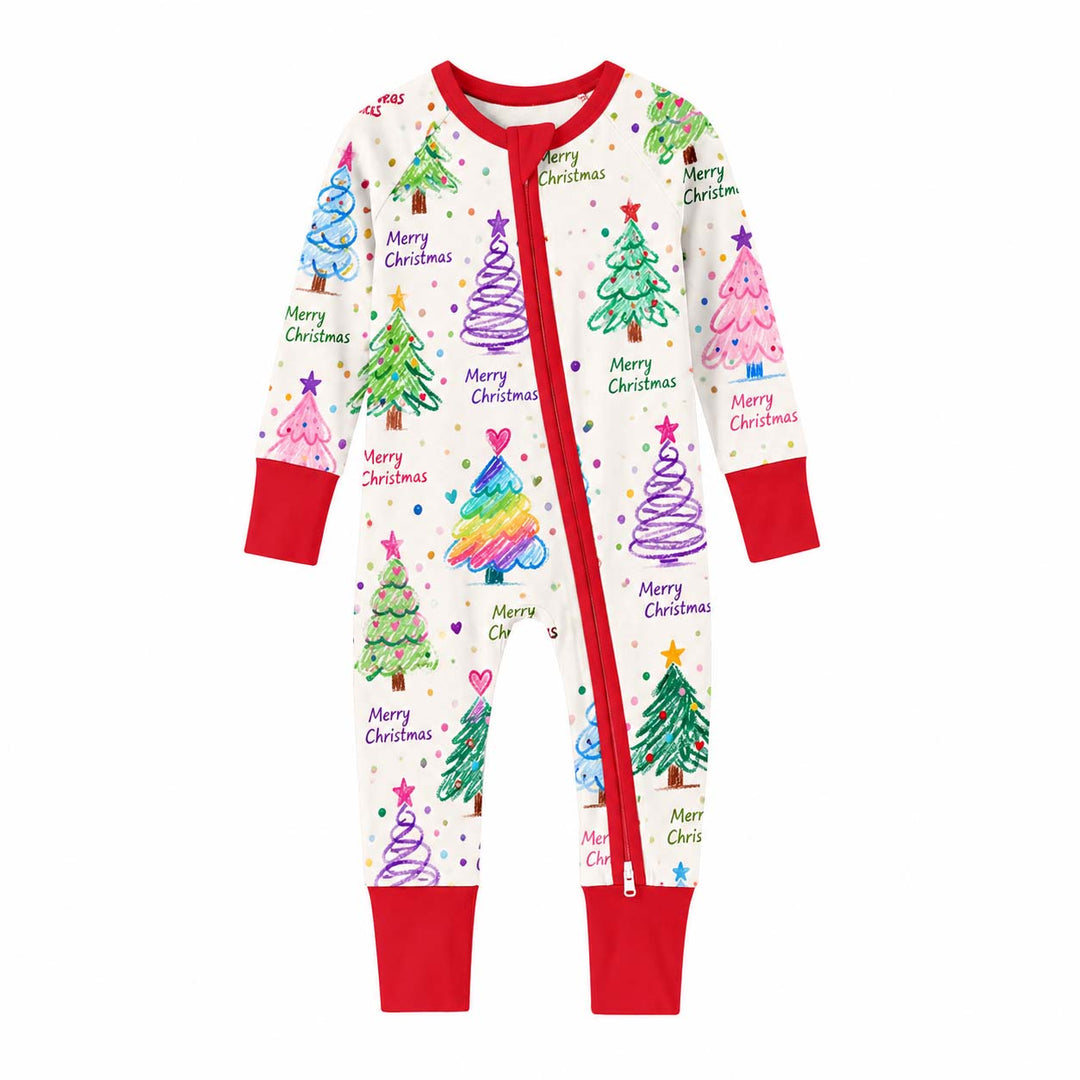 Colorful Hand Drawn Christmas Trees Bamboo Convertible Zippy