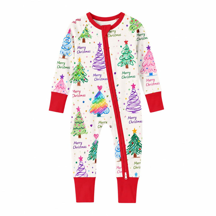 Colorful Hand Drawn Christmas Trees Bamboo Convertible Zippy