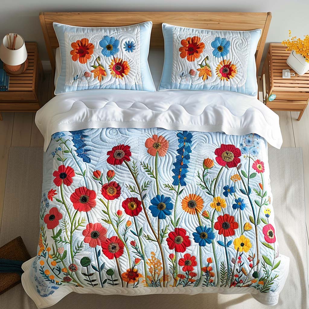 Colorful Meadow Days Bamboo Quilt Bedding Set