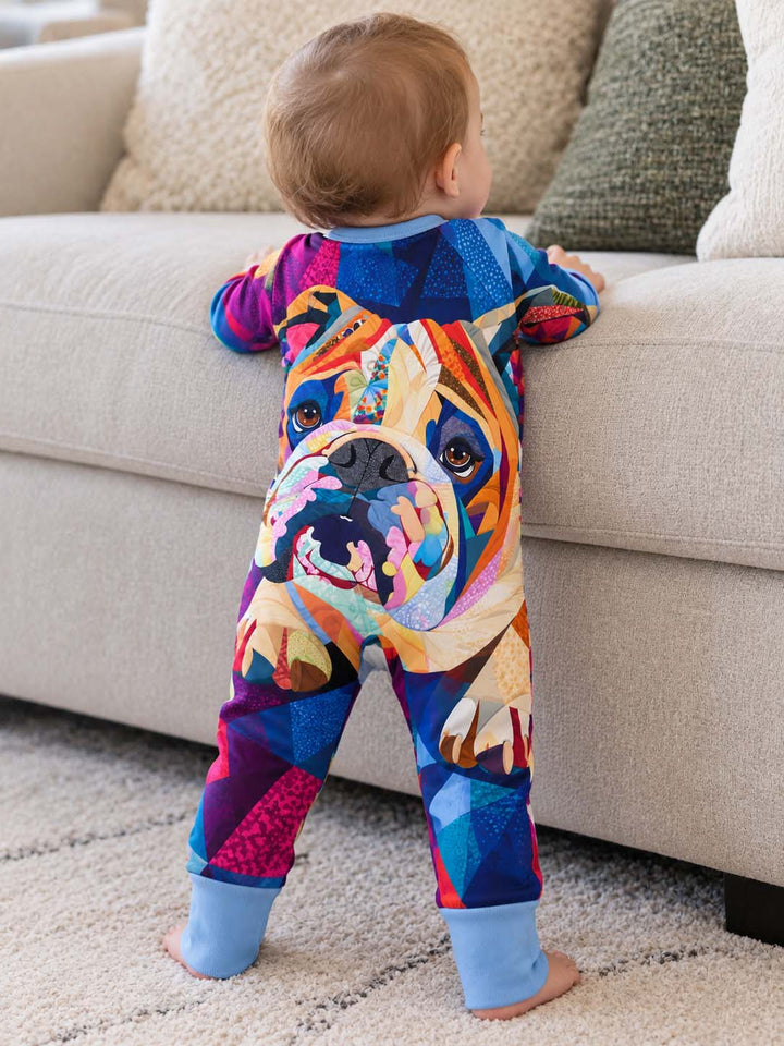 Colorful Patchwork Bulldog Bamboo Convertible Zippy