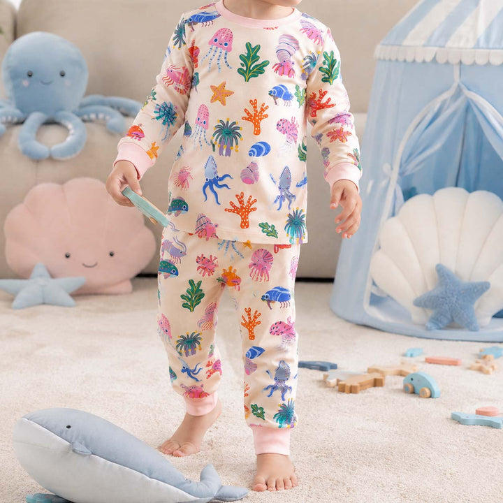 Colorful Sea Life Bamboo Two Piece Long Sleeve Pajama Set