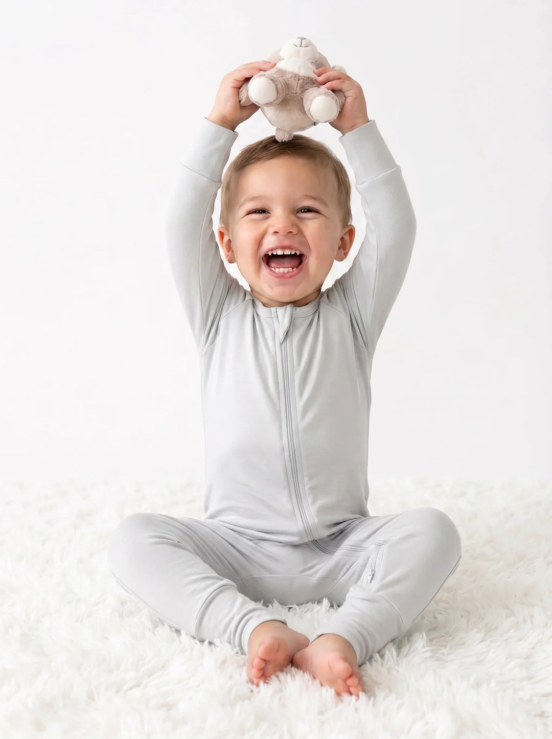 Light Gray Bamboo Convertible Zippered Romper