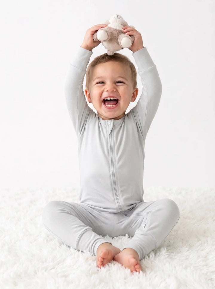 Light Gray Bamboo Convertible Zippered Romper
