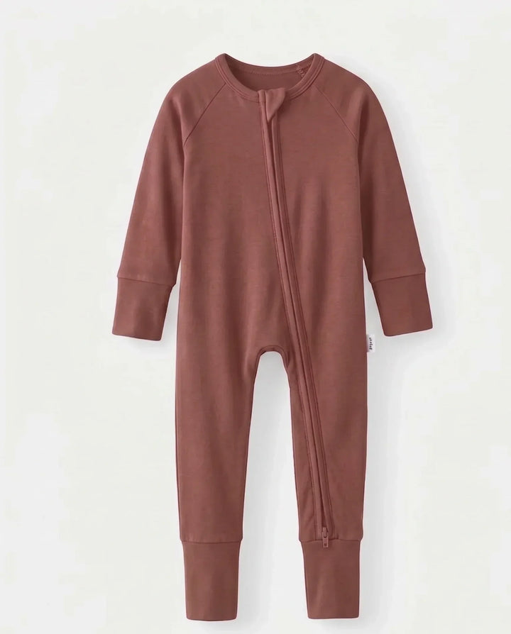 Dark Chestnut Bamboo Convertible Zippered Romper