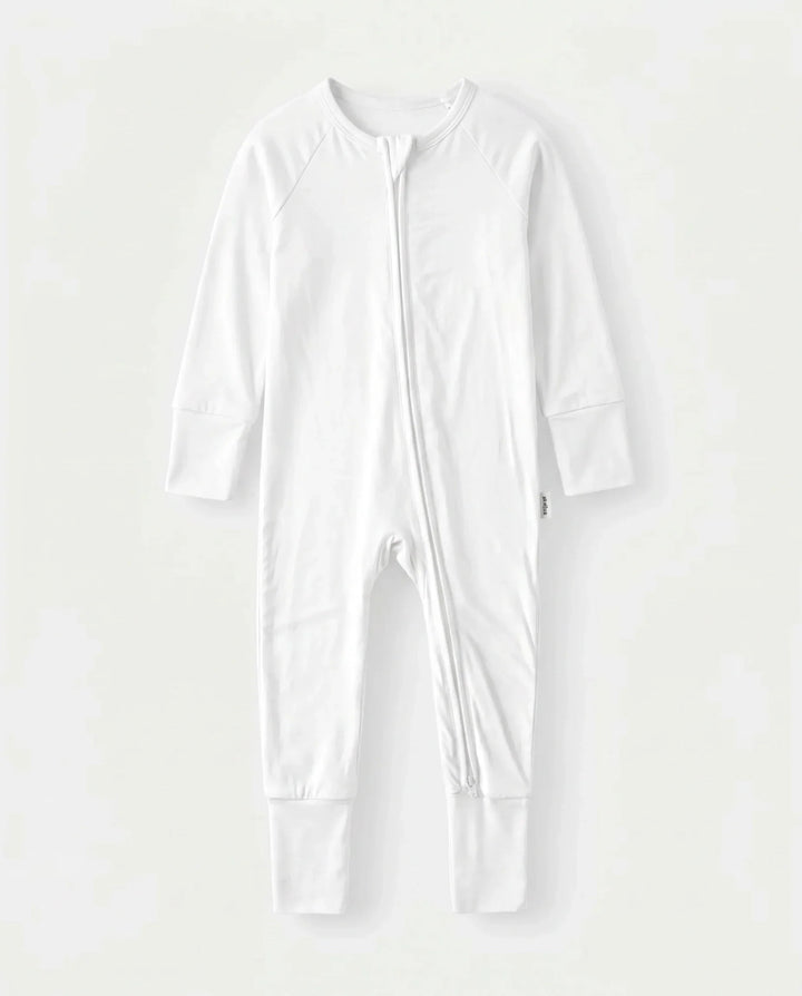 White Bamboo Convertible Zippered Romper