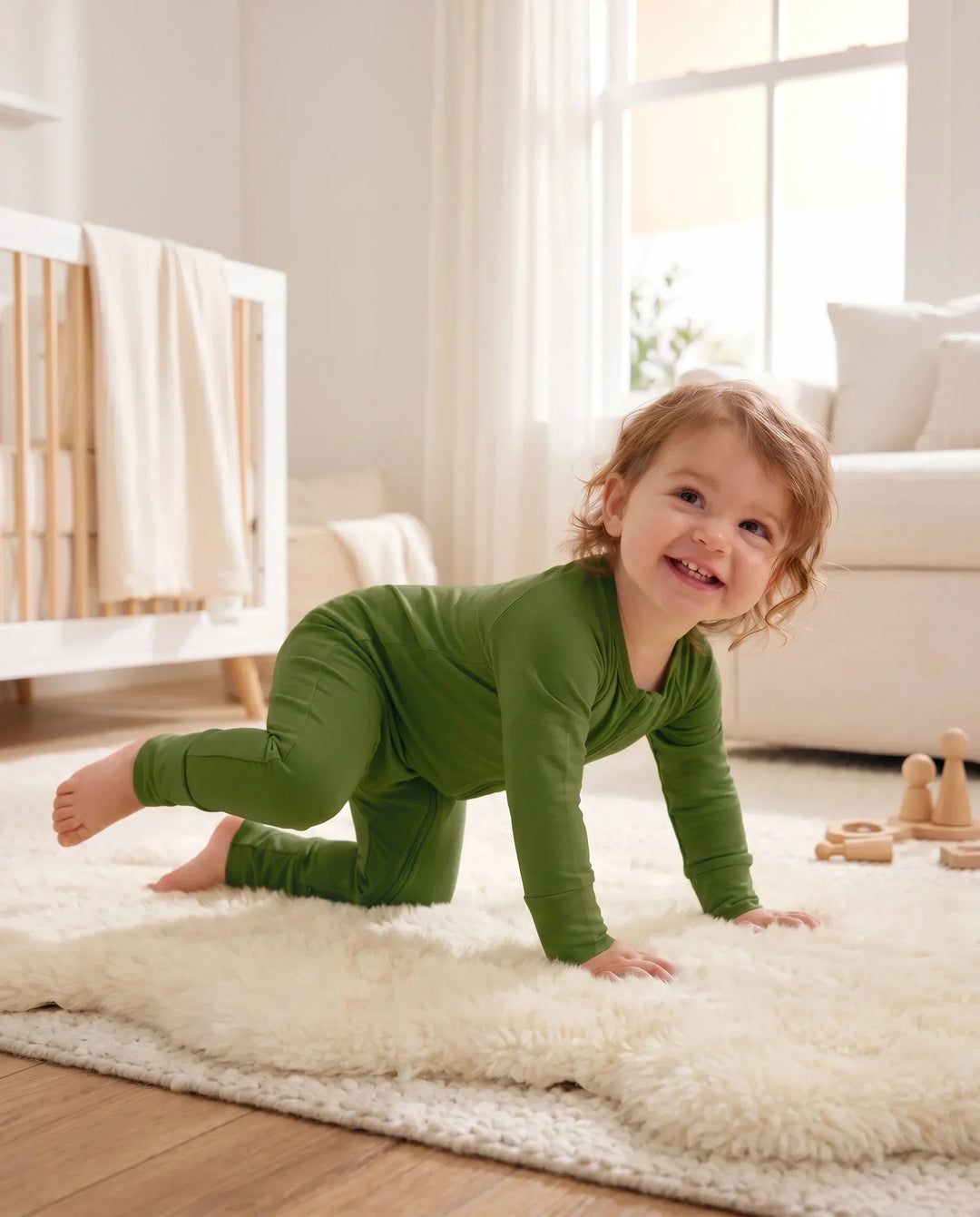 Dark Olive Green Bamboo Convertible Zippered Romper