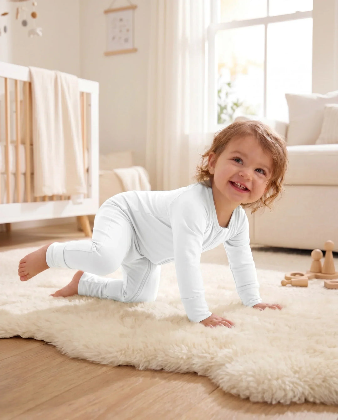 White Bamboo Convertible Zippered Romper