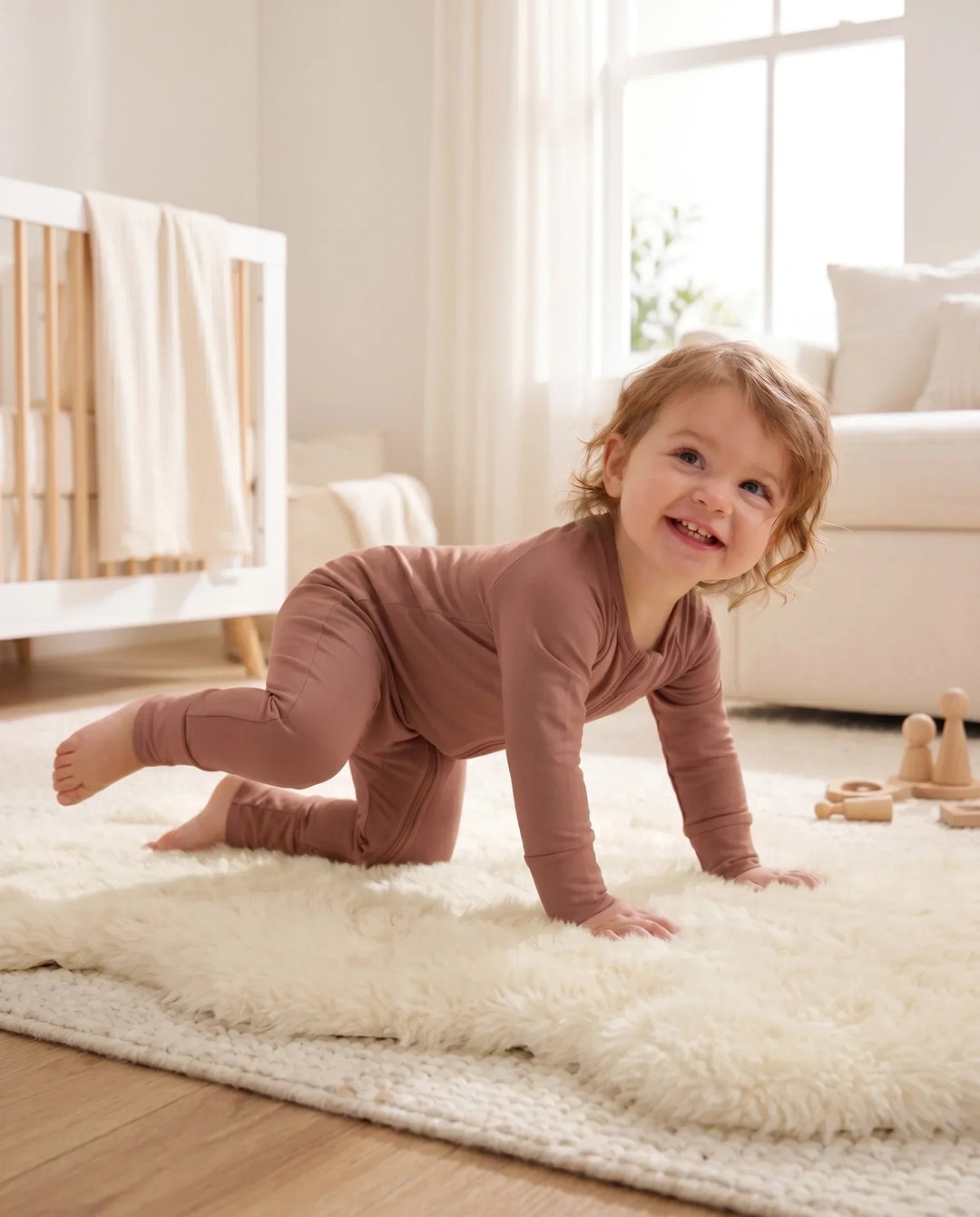 Dark Chestnut Bamboo Convertible Zippered Romper