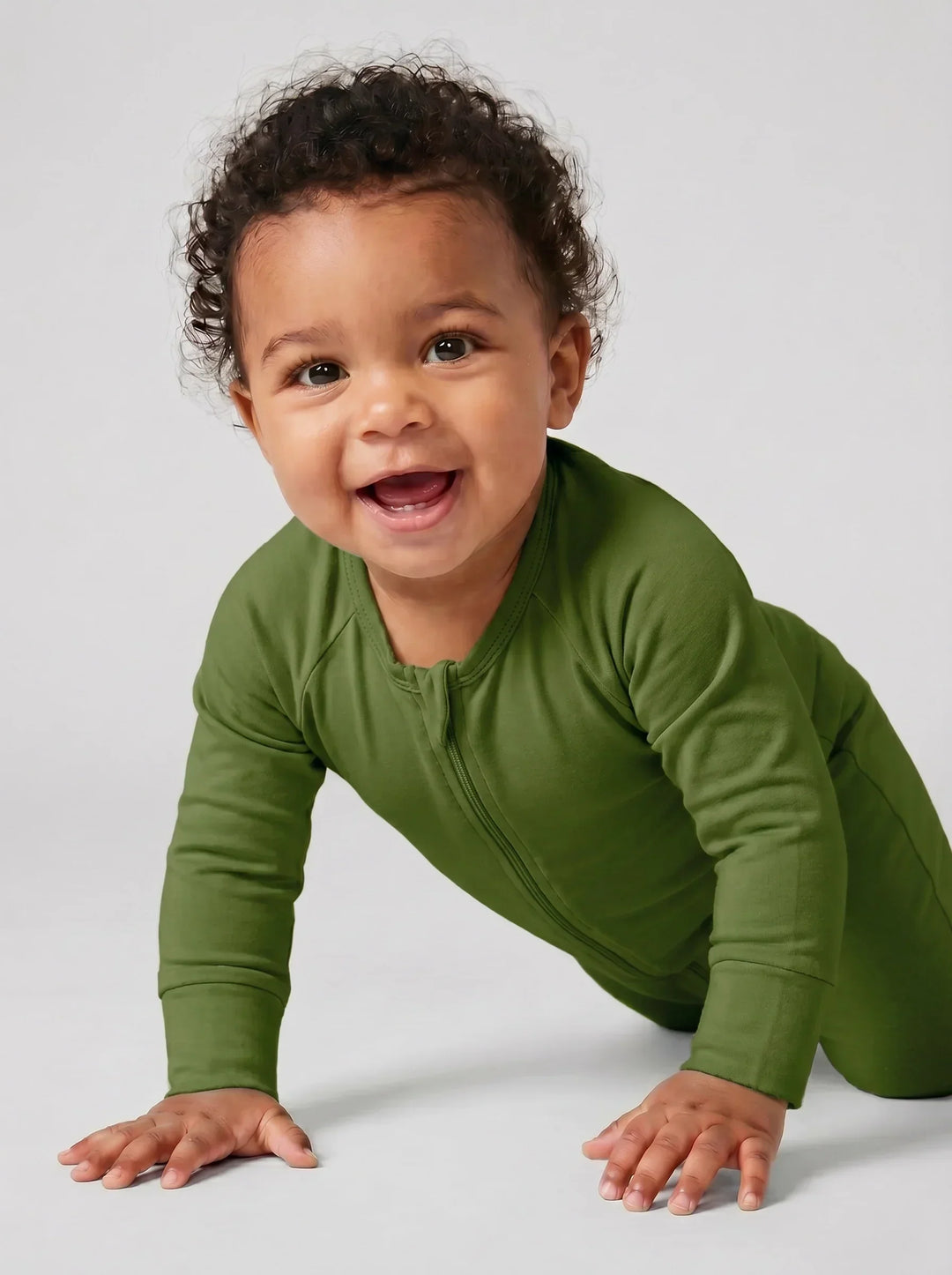 Dark Olive Green Bamboo Convertible Zippered Romper
