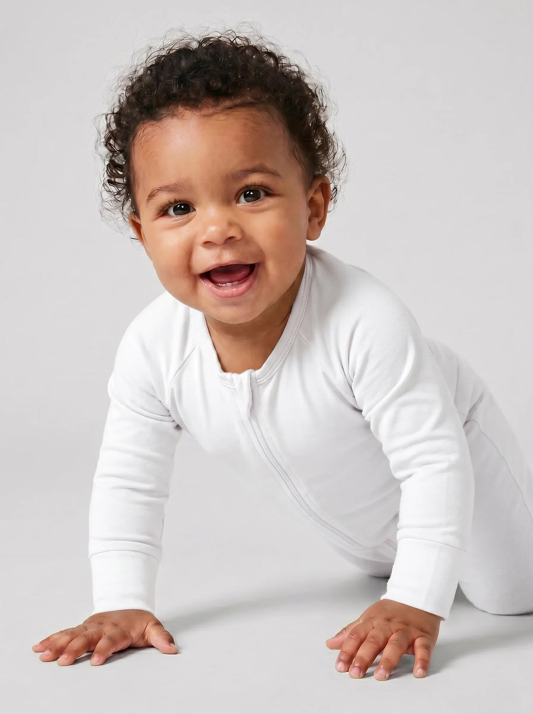 White Bamboo Convertible Zippered Romper