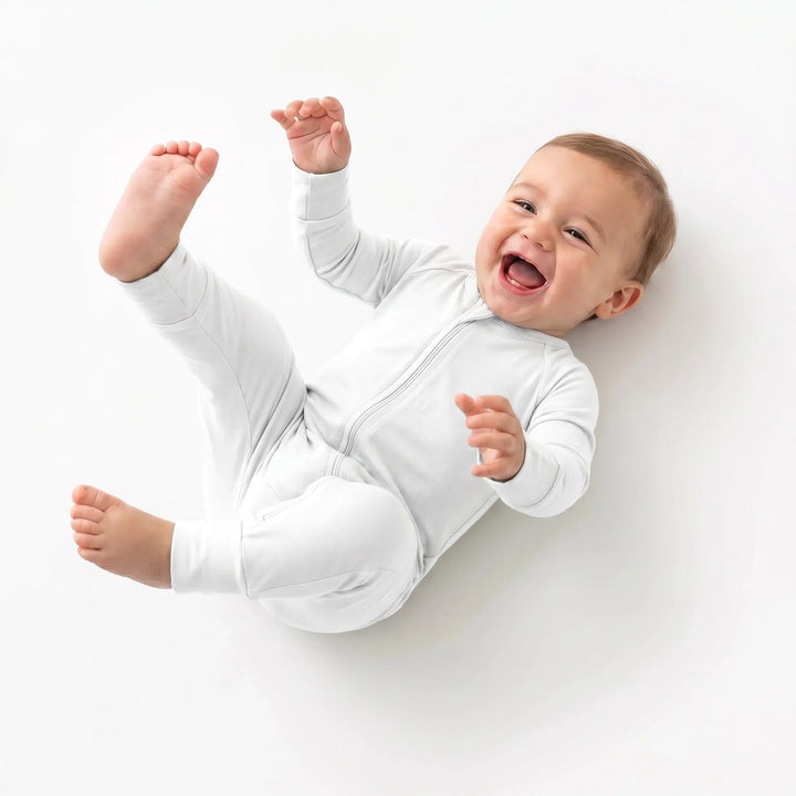 White Bamboo Convertible Zippered Romper
