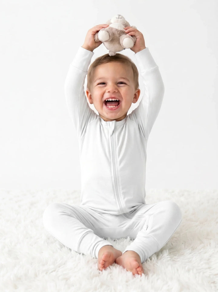 White Bamboo Convertible Zippered Romper
