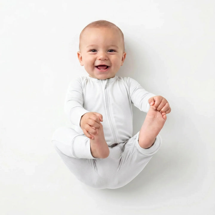 White Bamboo Convertible Zippered Romper