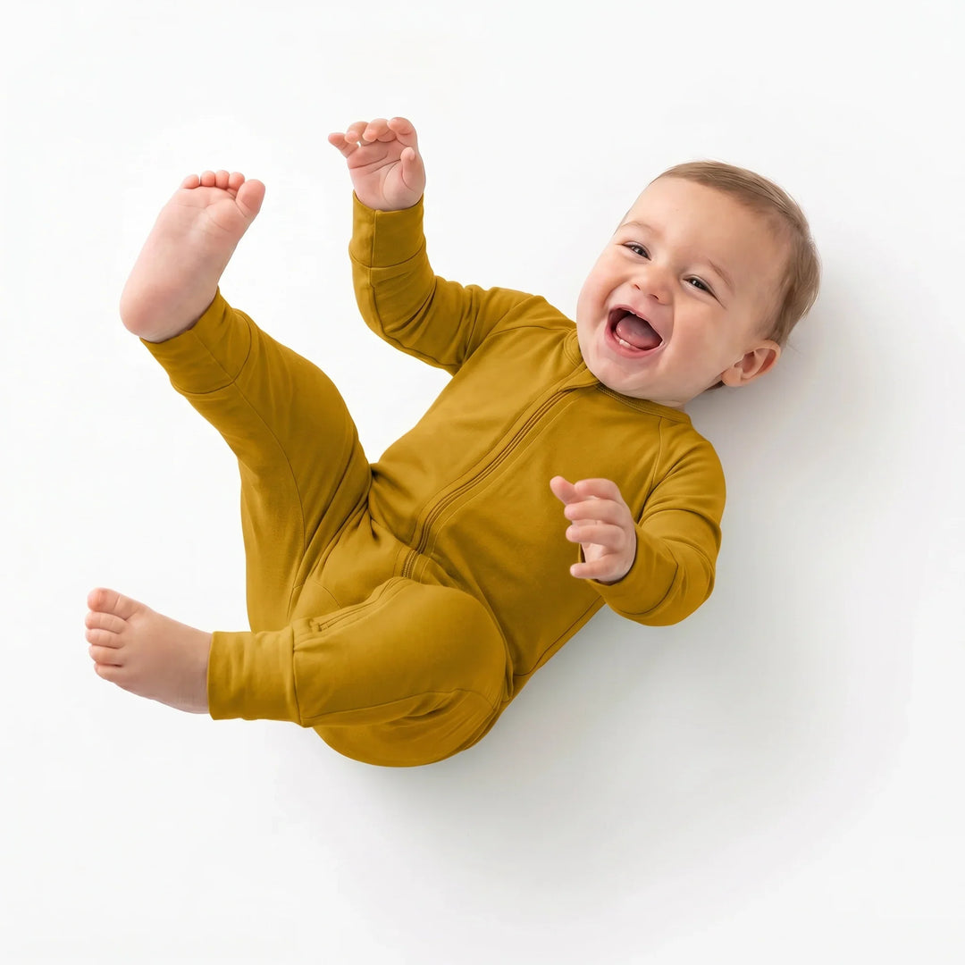 Dark Goldenrod Bamboo Convertible Zippered Romper