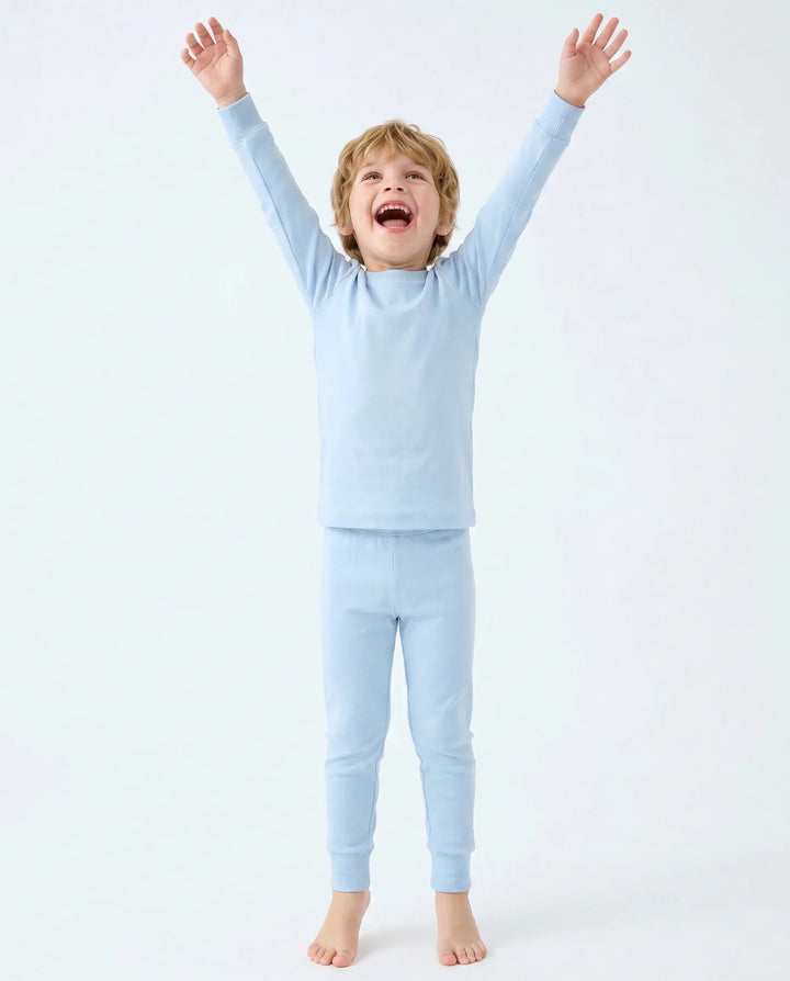 Solid Color Bamboo Two Piece Long Sleeve Pajama Set