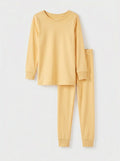 Butter Yellow White Bamboo Two Piece Pajama Set