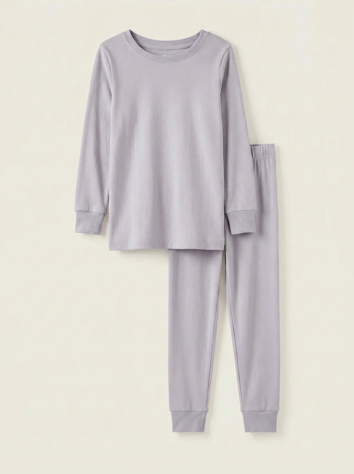 Solid Color Bamboo Two Piece Long Sleeve Pajama Set