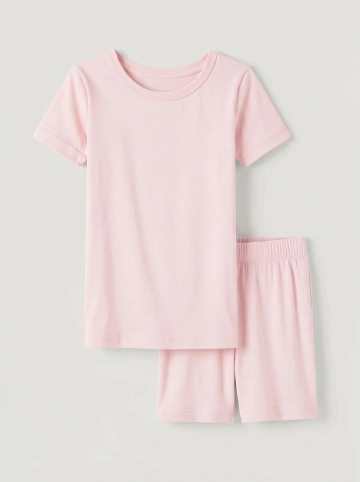 Solid Color Bamboo Two Piece Short Sleeve Short Pajama Set