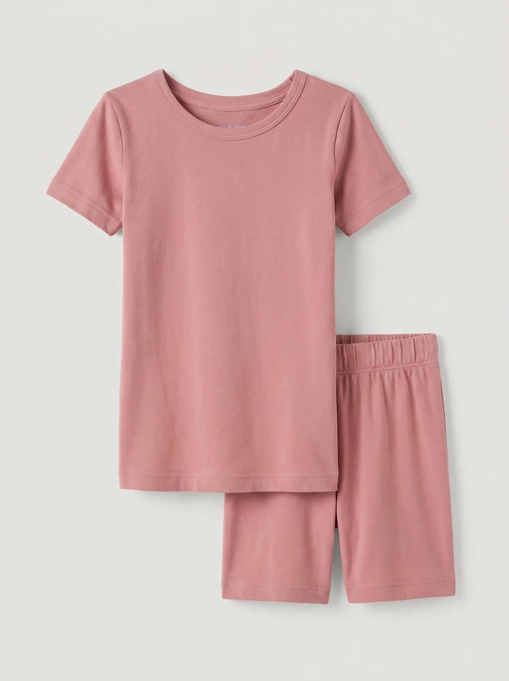 Solid Color Bamboo Two Piece Short Sleeve Short Pajama Set