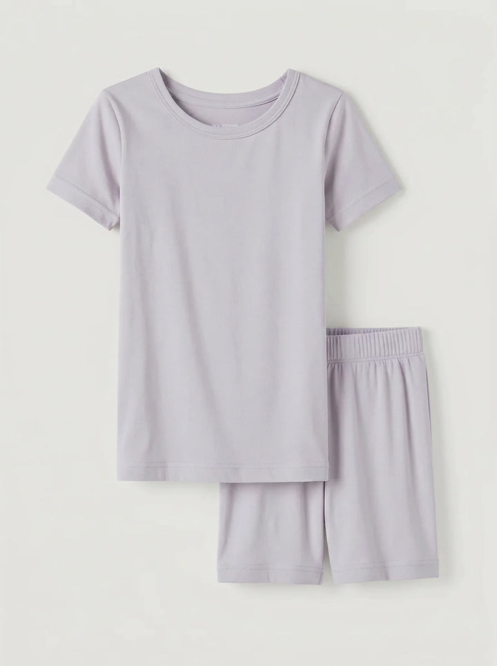 Solid Color Bamboo Two Piece Short Sleeve Short Pajama Set