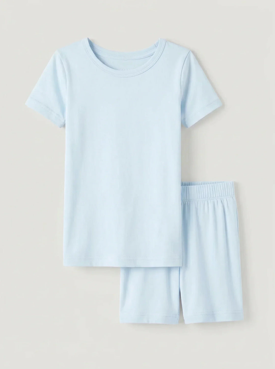 Ice Blue Bamboo Two Piece Short Sleeve Shorts Pajama Set