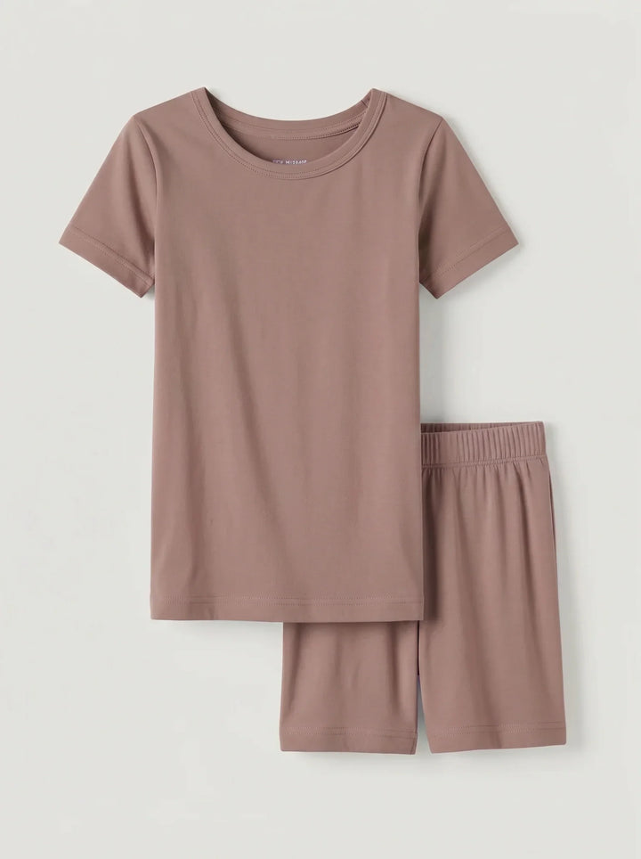Solid Color Bamboo Two Piece Short Sleeve Short Pajama Set