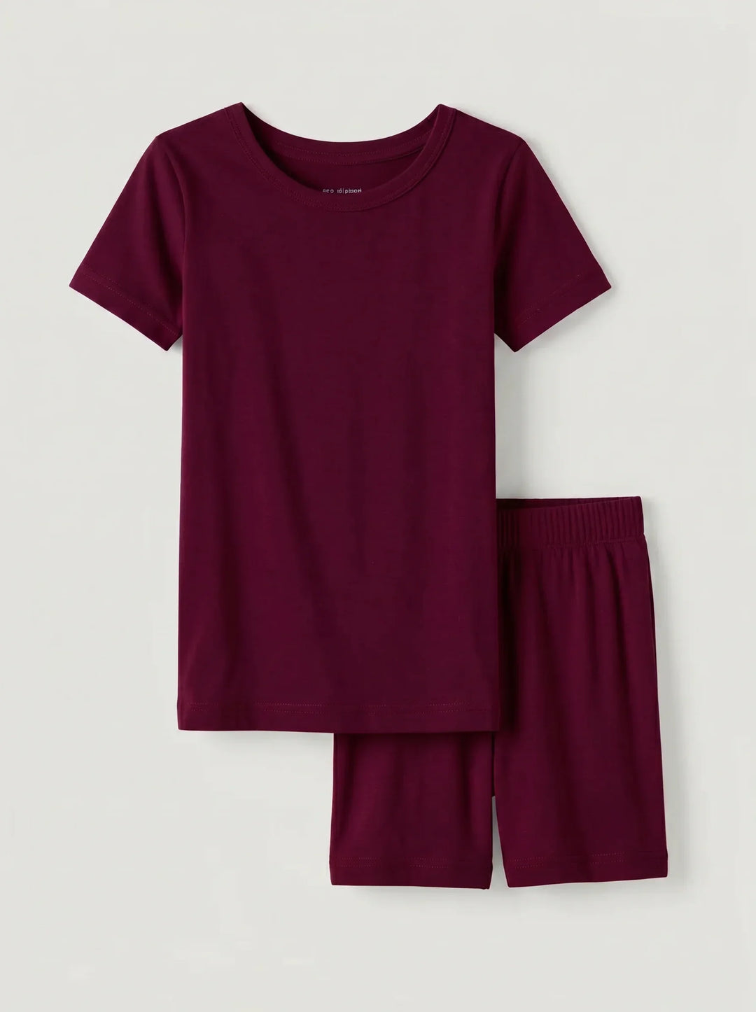 Burgundy Bamboo Two Piece Short Sleeve Shorts Pajama Set