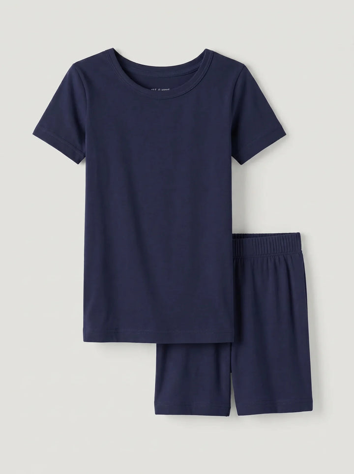 Solid Color Bamboo Two Piece Short Sleeve Short Pajama Set