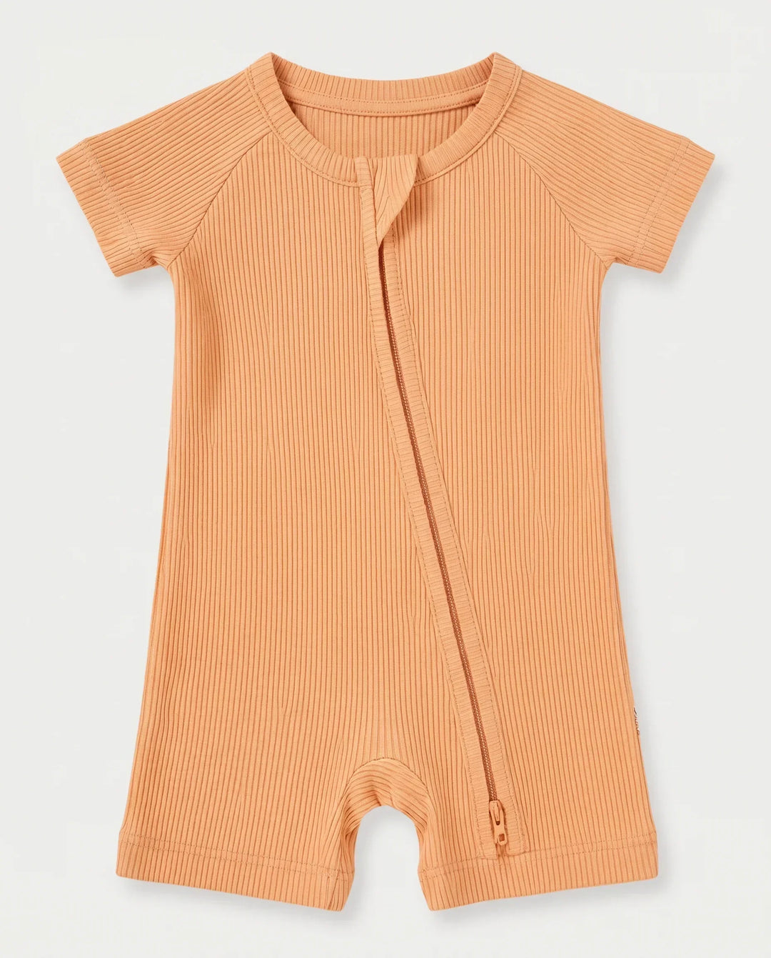 Orange Ribbed Bamboo Shorty Zippy