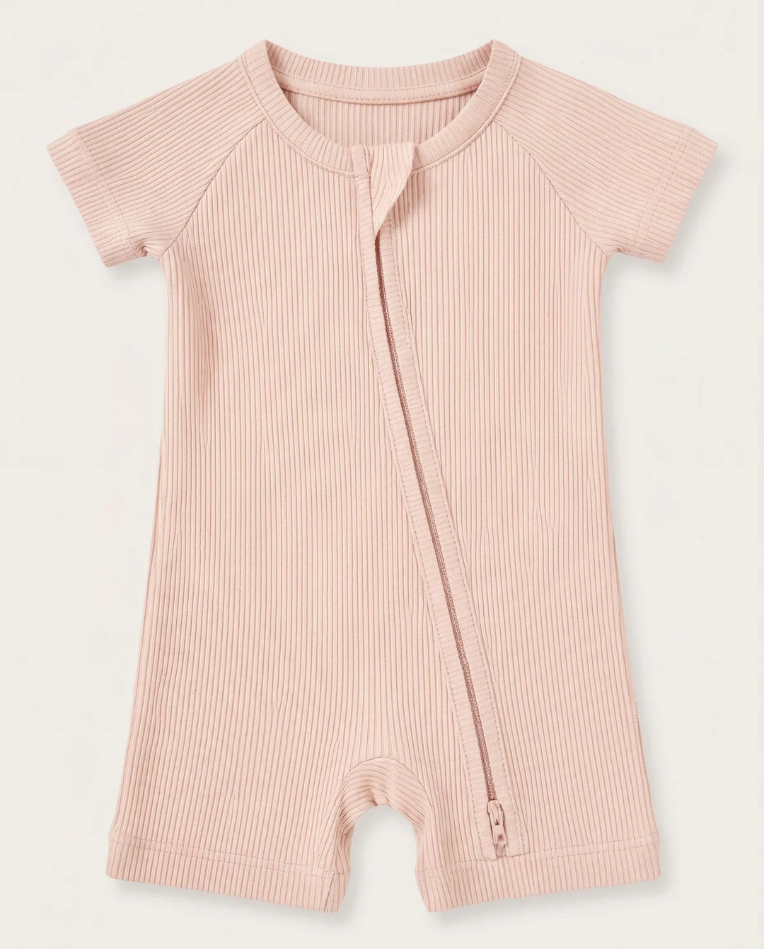 Blush Ribbed Bamboo Shorty Zippy